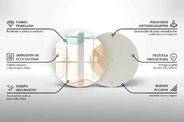 Kuchynská doska veľká zo skla Boho škvrny a zlato