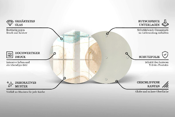 Kuchynská doska veľká zo skla Boho škvrny a zlato