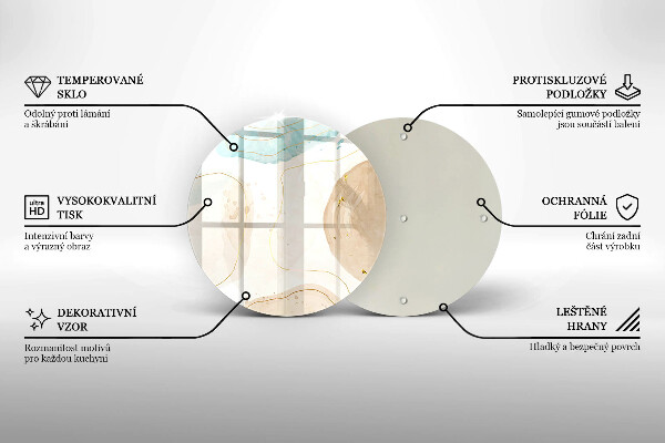 Kuchynská doska veľká zo skla Boho škvrny a zlato