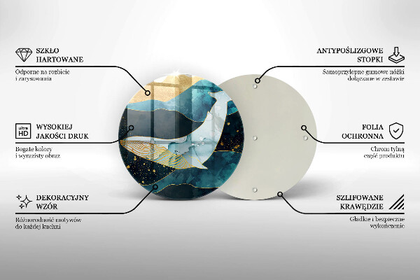 Kuchynská doska veľká zo skla Abstrakcia veľrýb