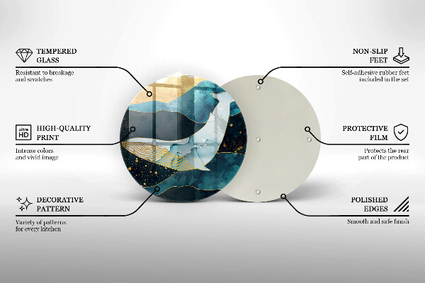 Kuchynská doska veľká zo skla Abstrakcia veľrýb