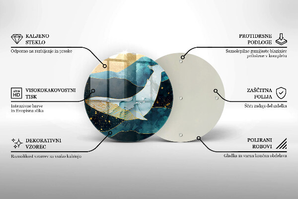 Kuchynská doska veľká zo skla Abstrakcia veľrýb