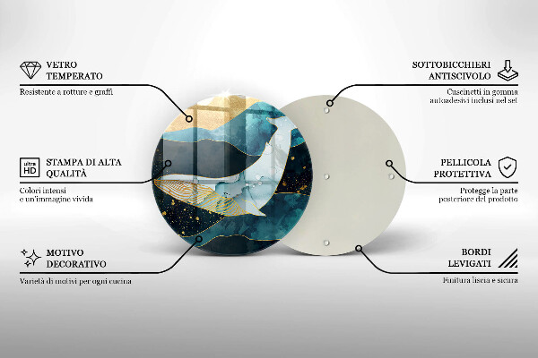 Kuchynská doska veľká zo skla Abstrakcia veľrýb