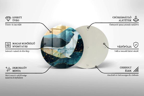 Kuchynská doska veľká zo skla Abstrakcia veľrýb