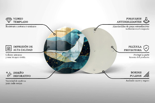 Kuchynská doska veľká zo skla Abstrakcia veľrýb