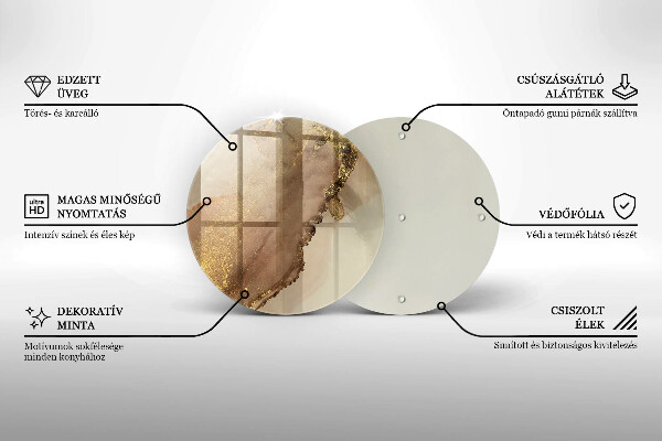 Kuchynská doska veľká zo skla Zlatá abstrakcia