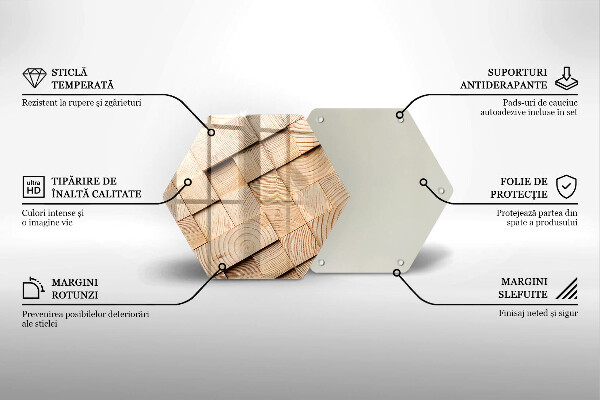 Kuchynská doska zo skla Drevené štvorce