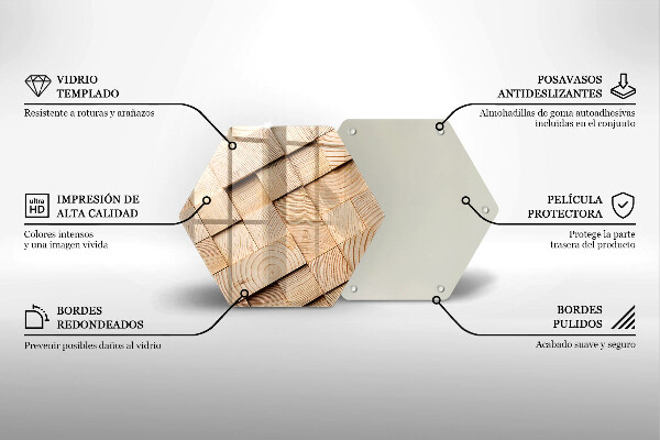 Kuchynská doska zo skla Drevené štvorce