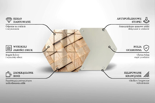 Kuchynská doska zo skla Drevené štvorce