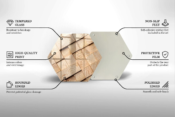 Kuchynská doska zo skla Drevené štvorce