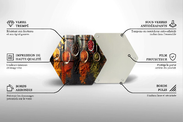Kuchynská doska veľká zo skla Lyžice s korením