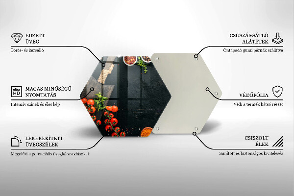 Kuchynská doska veľká zo skla Cherry paradajky