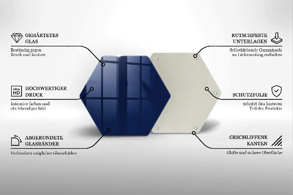 Kuchynská doska veľká zo skla Modrá farba