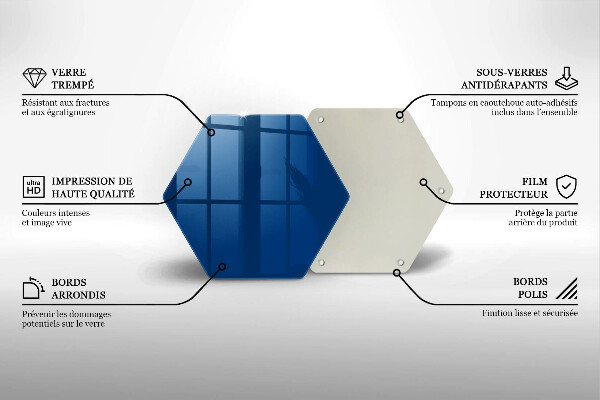 Kuchynská doska veľká zo skla Modrá farba