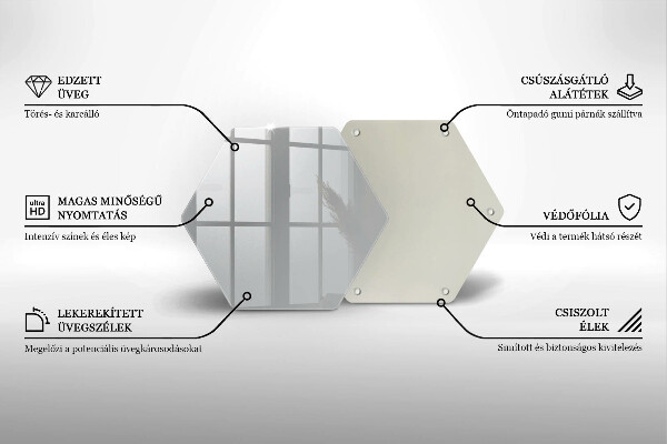 Kuchynská doska veľká zo skla Šedá farba
