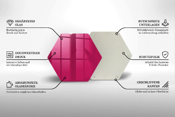 Kuchynská doska veľká zo skla Ružová farba