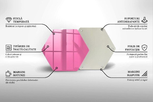 Kuchynská doska veľká zo skla Ružová farba