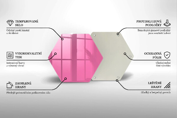 Kuchynská doska veľká zo skla Ružová farba