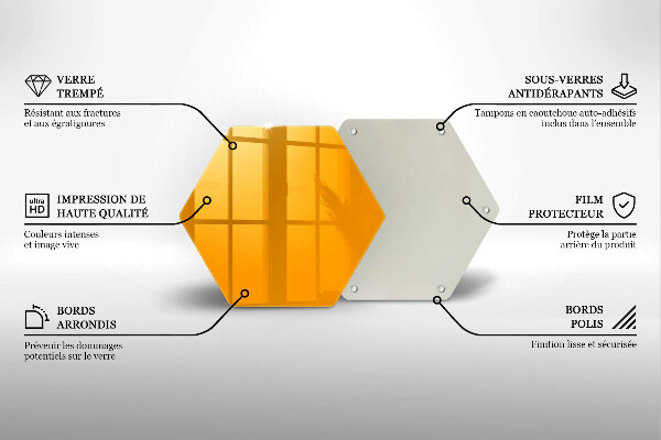 Kuchynská doska veľká zo skla Tmavo žltá farba