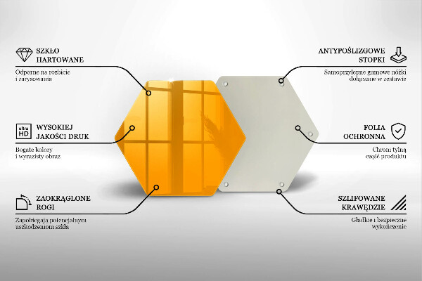 Kuchynská doska veľká zo skla Tmavo žltá farba