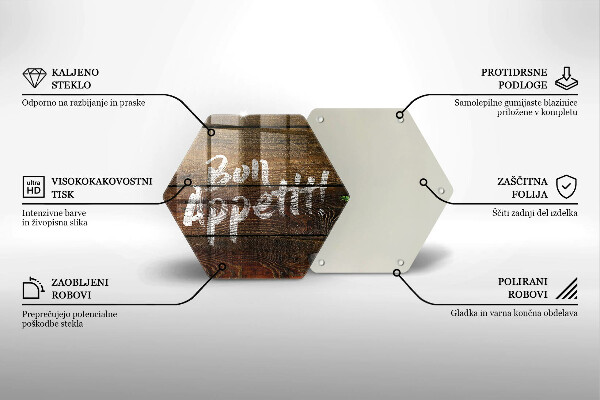 Kuchynská doska veľká zo skla Nápisové tabule Bon Appetit