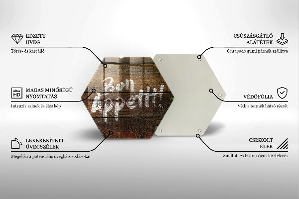 Kuchynská doska veľká zo skla Nápisové tabule Bon Appetit