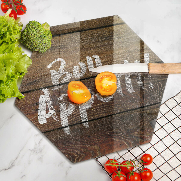 Kuchynská doska veľká zo skla Nápisové tabule Bon Appetit