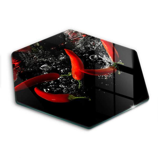 Kuchynská doska veľká zo skla Chilli papričky vo vode