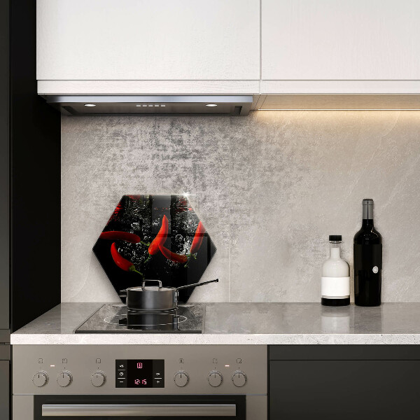 Kuchynská doska veľká zo skla Chilli papričky vo vode