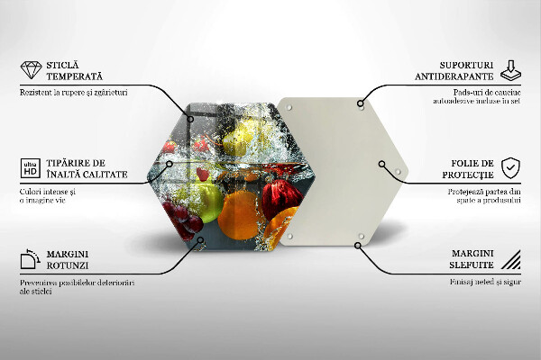 Kuchynská doska veľká zo skla Šťavnaté ovocie vo vode