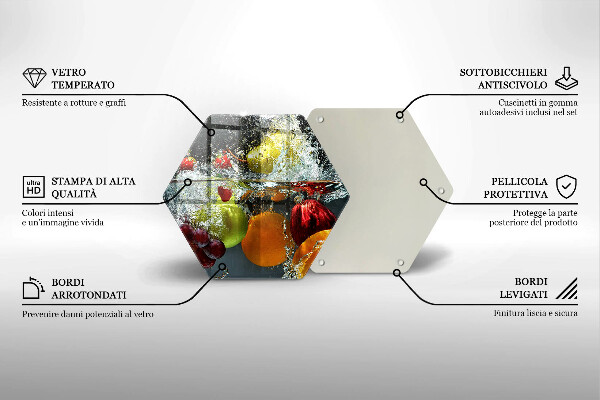 Kuchynská doska veľká zo skla Šťavnaté ovocie vo vode
