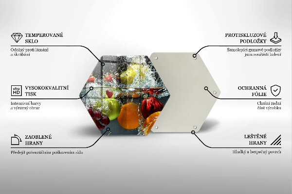 Kuchynská doska veľká zo skla Šťavnaté ovocie vo vode