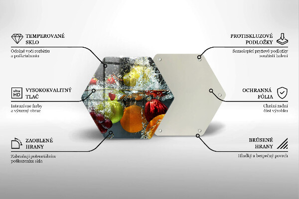 Kuchynská doska veľká zo skla Šťavnaté ovocie vo vode
