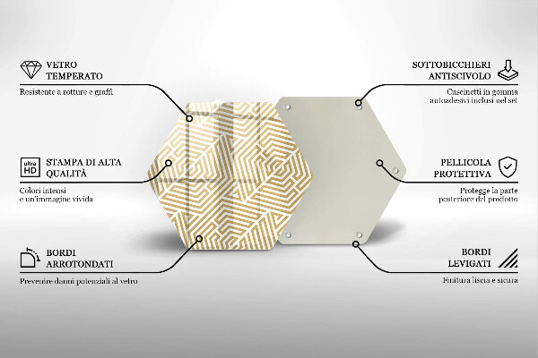 Kuchynská doska veľká zo skla Geometrické čiary