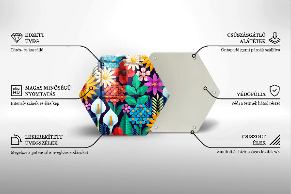 Kuchynská doska veľká zo skla Kvety lúka ilustrácie