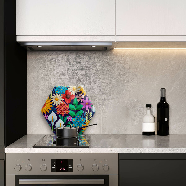 Kuchynská doska veľká zo skla Kvety lúka ilustrácie