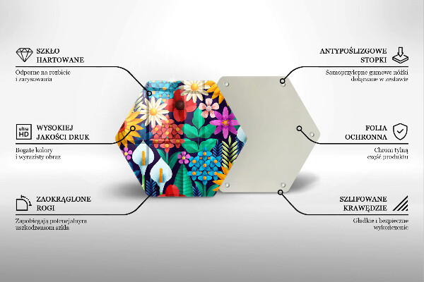 Kuchynská doska veľká zo skla Kvety lúka ilustrácie