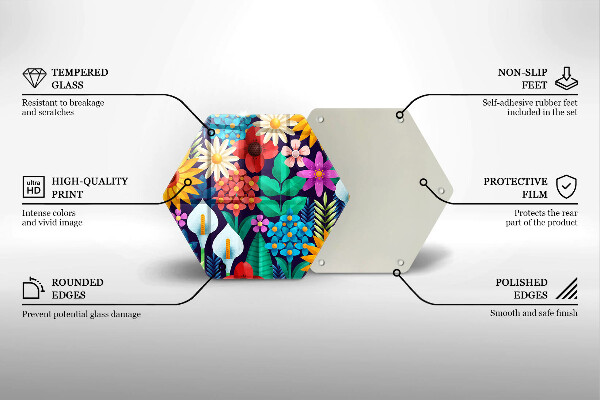 Kuchynská doska veľká zo skla Kvety lúka ilustrácie