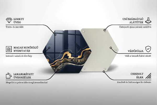 Kuchynská doska veľká zo skla Abstraktné zlaté čiary
