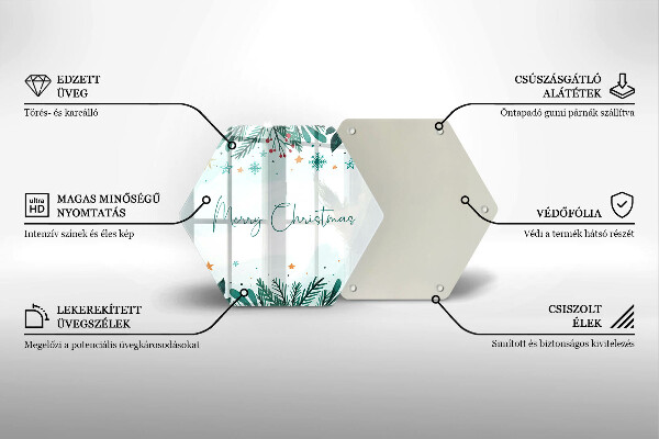 Kuchynská doska veľká zo skla Veselé Merry Christmas