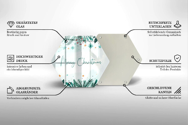 Kuchynská doska veľká zo skla Veselé Merry Christmas