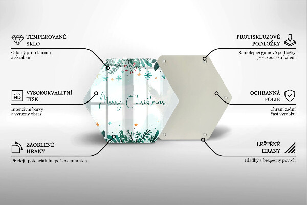 Kuchynská doska veľká zo skla Veselé Merry Christmas