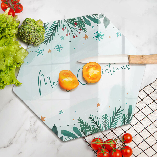 Kuchynská doska veľká zo skla Veselé Merry Christmas