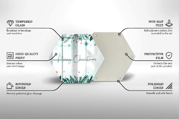 Kuchynská doska veľká zo skla Veselé Merry Christmas