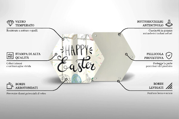 Kuchynská doska veľká zo skla Happy Easter