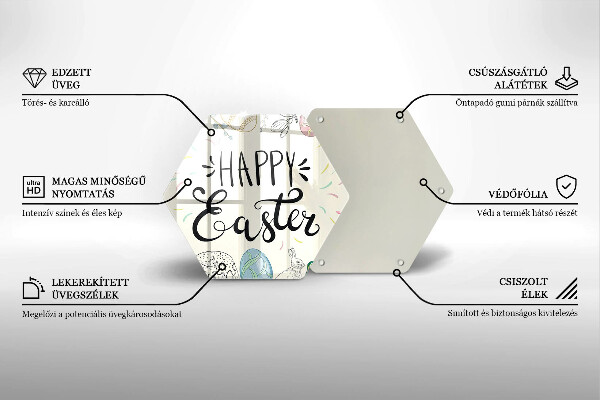 Kuchynská doska veľká zo skla Happy Easter