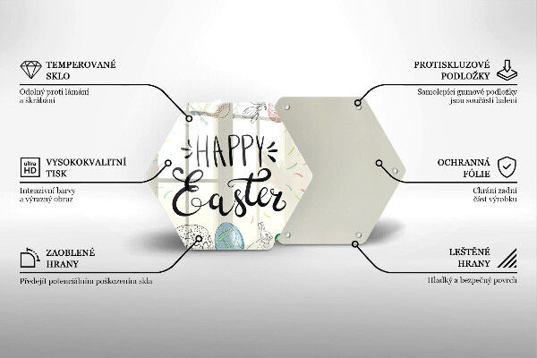 Kuchynská doska veľká zo skla Happy Easter