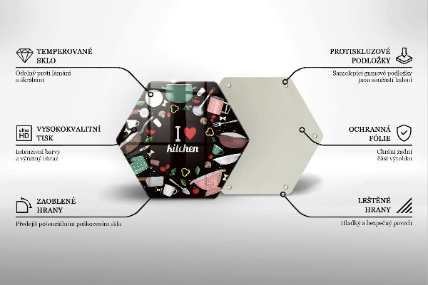 Kuchynská doska veľká zo skla Ilustrácia Milujem kuchyňu