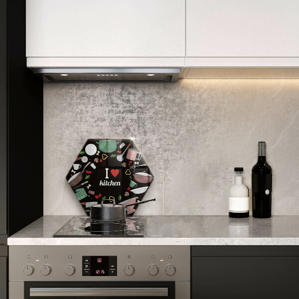 Kuchynská doska veľká zo skla Ilustrácia Milujem kuchyňu