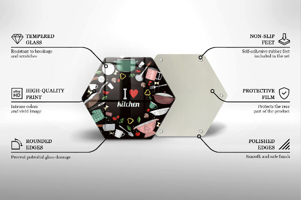 Kuchynská doska veľká zo skla Ilustrácia Milujem kuchyňu
